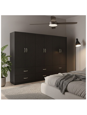 Ντουλάπα Εξάφυλλη με Συρτάρια Lego Pakoworld Wenge 240x42x180εκ