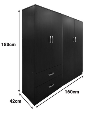 Ντουλάπα Τετράφυλλη Lego Pakoworld Wenge 160x42x180εκ