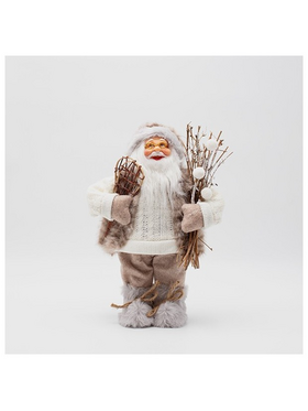 Αγιος Βασιλης, με Μπεζ Γουνα και Παγοπεδιλα, 30cm