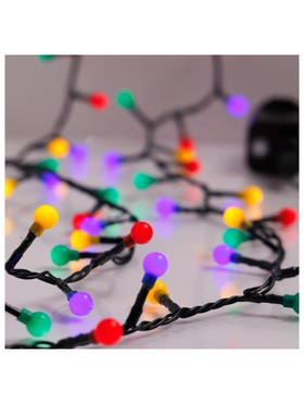 Σειρα, 500 led 3mm, Χρωματιστες Μπαλιτσες 0.9cm, 31v Μετασχηματιστη, 8 Προγραμματα & Μνημη, Πρασινο pvc Καλωδιο, Χρωματιστο led ανα 3cm, Προεκταση Παροχης 3m, Ip44