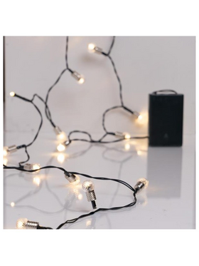 Σειρα, 20 led 5mm, Διακοσμητικeς Vintage Μπαλιτσες 1.5cm, Μπαταριας 3xαα, Χρονοδιακοπτη, Πρασινο pvc Καλωδιο, Θερμο Λευκο led ana 10cm, Προεκταση Παροχης 30cm, Ip20