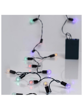 Σειρα, 20 led 5mm, Διακοσμητικeς Vintage Μπαλιτσες 1.5cm, Μπαταριας 3xαα, Χρονοδιακοπτη, Πρασινο pvc Καλωδιο, Χρωματιστο led ana 10cm, Προεκταση Παροχης 30cm, Ip20