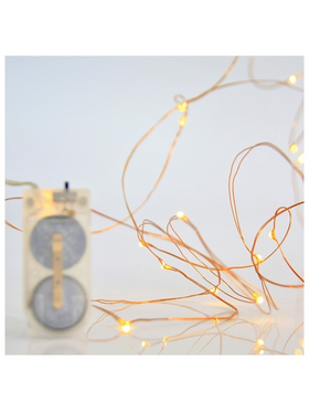 Σειρα, 12 Mini Led, Μπαταριας 2xcr2032, Μπρονζε Χαλκινο Καλωδιο, Θερμο Λευκο led ana 10cm, Ip20