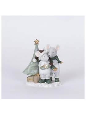 Διακοσμητικο Πολυρεζιν, Ζευγαρι Ποντικακια, 5x8.5x10cm