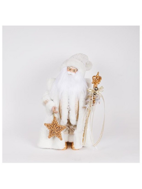 Αη Βασιλης με Λευκη Γουνα και Χρυσο Σκηπτρο, 46cm