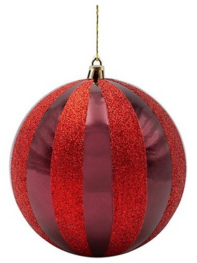 Πλαστικη Μπαλα, Μπορντο με Κοκκινο Glitter, σετ 2τμχ, 15cm