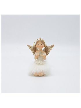 Αγγελακι Καθιστο με Αστερακι, Απαλο Ροζ, 7x5x8cm