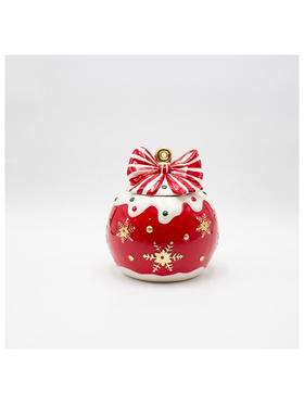 Μπισκοτιερα, Χριστουγεννιατικη  Μπαλα Κοκκινη με Φιογκο, Διακοσμητικη, 16x17.5cm
