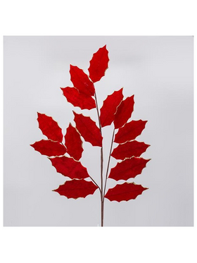 Κλαδι με Κοκκινα Βελουδινα Φυλλα Γκι, 87cm