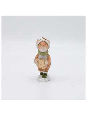 Στολιδι Πολυρεζιν, Ποντικακι με Τυρακι, Πρασινο, 5x8cm