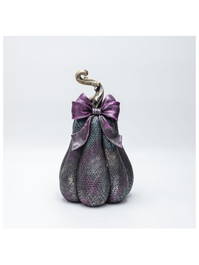 Πολυρεζιν Κολοκυθα με μωβ Φιογκο, Halloween, 15x14x26cm