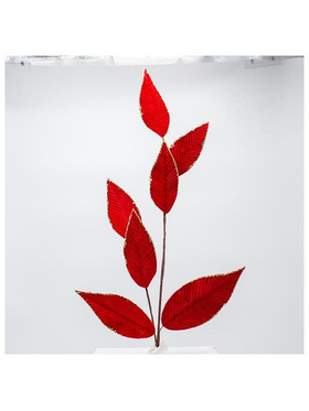 Κλαδι με Κοκκινα Βελουδινα Φυλλα Βελανιδιας, 82cm