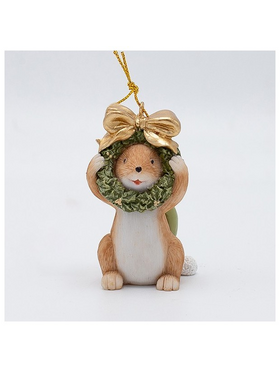 Στολιδι Πολυρεζιν, Ποντικακι με Στεφανι, Πρασινο, 4x7cm