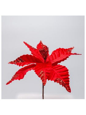 Αλεξανδρινο, Κοκκινο με Λεπτομερεια Glitter στα Φυλλα, 24x15cm