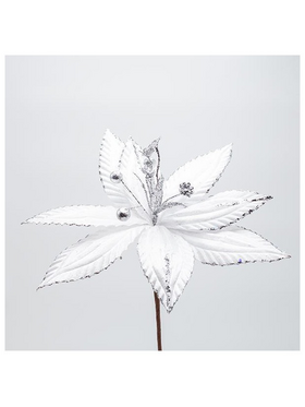 Λουλουδι Λευκο με Διακριτικη Γραμμη Glitter, 30x20cm