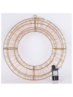 Στεφανι 38cm, 720 Led, 12v Μετασχηματιστη, Timer, Μπρονζε Μεταλλικος Σκελετος, Μπρονζε Χαλκινο Καλωδιο, Θερμο Λευκο Led, Προεκταση Παροχης 5m, Ip44