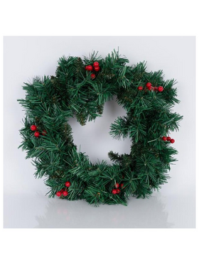 Στεφανι Πρασινο pvc με Berries, 60cm