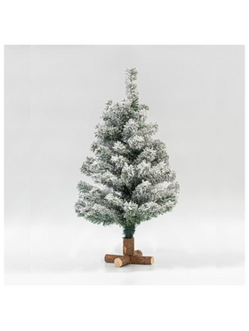 Ελατο Χιονισμενο Pvc, με Ξυλινη Σταυρωτη Βαση, 75cm