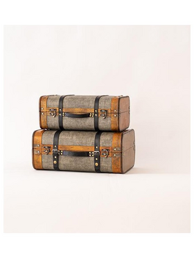 Ξυλινη Βαλιτσα, Γκρι, σετ 2 Τμχ, 45x30,5x19,5cm και 40x24x16,5cm