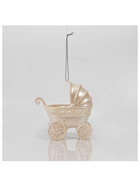 Καροτσι Ακρυλικο, Λευκο, με Glitter, 11x10cm