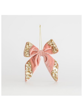 Βελουδινος Φιογκος, Ροζ, με Glitter, 15x15cm