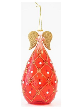 Γυαλινο Κηροπηγιο Αγγελος, Κοκκινο, 9x20cm