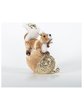 Βελουδινο Σκιουρακι με Κουκουναρι, Μοκα, 16x22cm