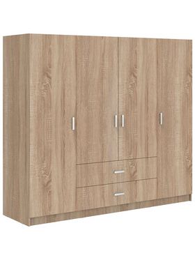 Ντουλάπα Τετράφυλλη Royal Pakoworld με Συρτάρια και Πατάρι Sonoma 200x58x230εκ