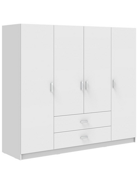 Ντουλάπα Τετράφυλλη Royal Pakoworld με Συρτάρια και Πατάρι Λευκό 200x58x230εκ