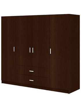 Ντουλάπα Τετράφυλλη Royal Pakoworld με Συρτάρια και Πατάρι Wenge 200x58x230εκ