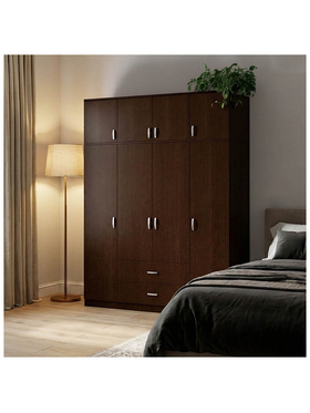 Ντουλάπα Τετράφυλλη Royal Pakoworld με Συρτάρια και Πατάρι Wenge 200x58x230εκ