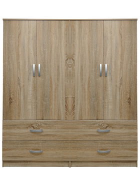 Ντουλάπα Τετράφυλλη με Συρτάρια Lego Pakoworld Sonoma 160x42x180εκ