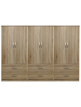 Ντουλάπα Εξάφυλλη με Συρτάρια Lego Pakoworld Sonoma 240x42x180εκ