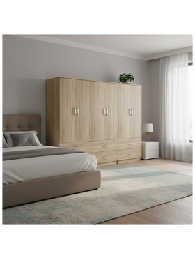 Ντουλάπα Εξάφυλλη με Συρτάρια Lego Pakoworld Sonoma 240x42x180εκ