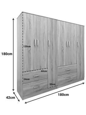Ντουλάπα Εξάφυλλη Lego Pakoworld Sonoma 180x42x180εκ