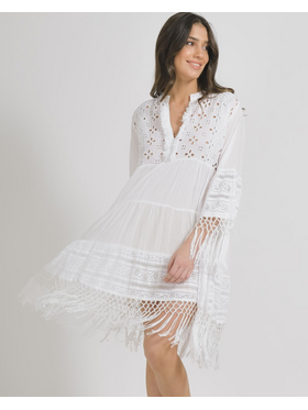 Ble Φορεμα σε Λευκο Χρωμα ονε Size (100% Cotton)