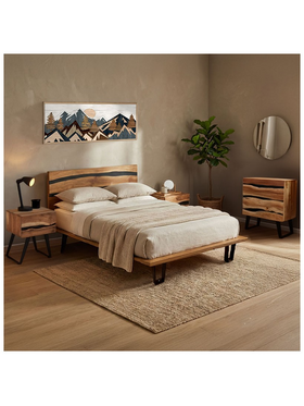 Σετ Κρεβατοκάμαρας Imena Pakoworld 4τεμ Μασίφ Ξύλο 160x200εκ
