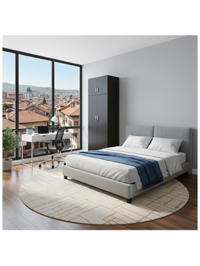 Ντουλάπα Δίφυλλη και Πατάρι Lego Pakoworld σε Wenge Απόχρωση 80x42x240εκ