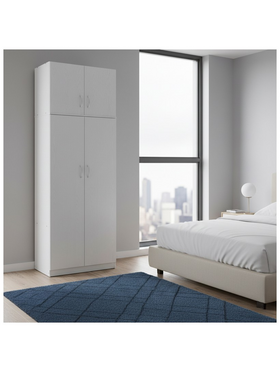 Ντουλάπα Δίφυλλη και Πατάρι Lego Pakoworld σε Λευκή Απόχρωση 80x42x240εκ