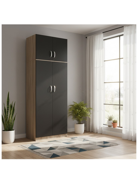 Ντουλάπα Δίφυλλη και Πατάρι Lego Pakoworld σε Sonoma-Ανθρακί Απόχρωση 80x42x240εκ