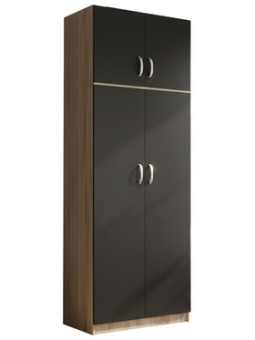 Ντουλάπα Δίφυλλη και Πατάρι Lego Pakoworld σε Sonoma-Ανθρακί Απόχρωση 80x42x240εκ