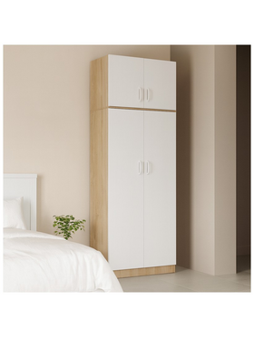 Ντουλάπα Δίφυλλη και Πατάρι Lego Pakoworld σε Sonoma-Λευκή Απόχρωση 80x42x240εκ