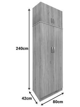Ντουλάπα Δίφυλλη και Πατάρι Lego Pakoworld σε Sonoma-Λευκή Απόχρωση 80x42x240εκ