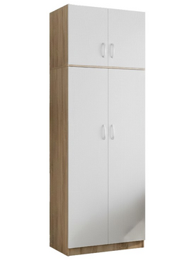 Ντουλάπα Δίφυλλη και Πατάρι Lego Pakoworld σε Sonoma-Λευκή Απόχρωση 80x42x240εκ