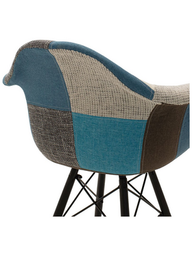 Πολυθρόνα Julita Pakoworld Ύφασμα Patchwork Μπλε Γκρι-Μαύρο Πόδι