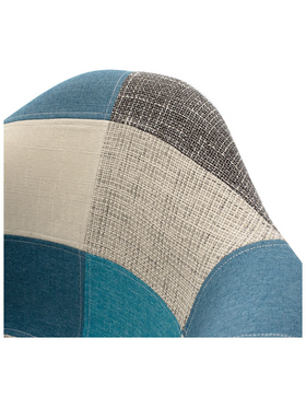 Πολυθρόνα Julita Pakoworld Ύφασμα Patchwork Μπλε Γκρι-Μαύρο Πόδι