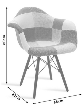 Πολυθρόνα Julita Pakoworld Ύφασμα Patchwork Μπλε Γκρι-Μαύρο Πόδι