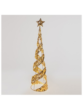 Δεντρο Κωνος Χρυσος με Κορυφη Αστερι 120cm, 300 Μινι Led, 4,5v Μετασχηματιστη, Χρονοδιακοπτη, Ασhmi Xaλκινο Καλωδιο, Θερμο Λευκο Led, Προεκταση Παροχης 5m, Ip44