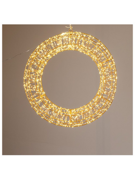 Φωτιζομενο Στεφανι 50cm, 900 Mini Led, 24v Metaσχηματιστη, Χρονοδιακοπτη, Μπρονζε Χαλκινο Καλωδιο, Μπρονζε Μεταλλικος Σκελετος, Θερμο Λευκο Led, Προεκταση Παροχης 5m, Ip44