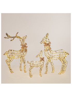 Φωτιζομενα Χρυσα  Ελαφια 62/100/102cm , 3 Σχεδια, 200/480/480 Mini Led, 31v Metaσχηματιστη, Χρονοδιακοπτη, Ασημι Χαλκινο Καλωδιο, Χρυσος Μεταλλικος Σκελετος, Θερμο Λευκο Led, Προεκταση Παροχης 5m, Ip44